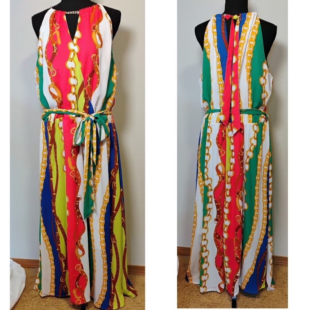 Love By Design Multicolor Chain Print Maxi Dress